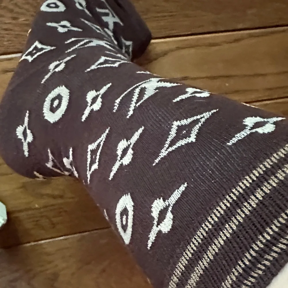 Fashion Socks Men’s Brown Patterned Crew Socks